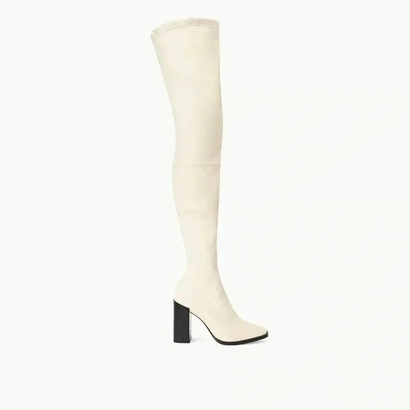 STAUD NWT Cream Off White with Block heel, Over the Knee Thigh High Boots, Sz37 - Picture 2 of 5